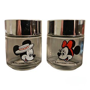 Mickey And Minnie Mouse Vintage Salt And Pepper Shakers Glass Walt Disney